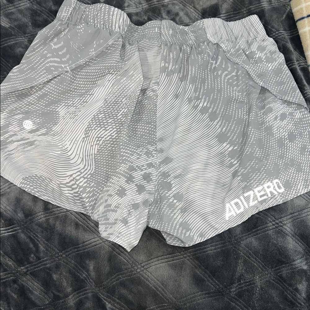 Adidas ADIZERO Gray Patterned Athletic Shorts - Picture 4 of 6